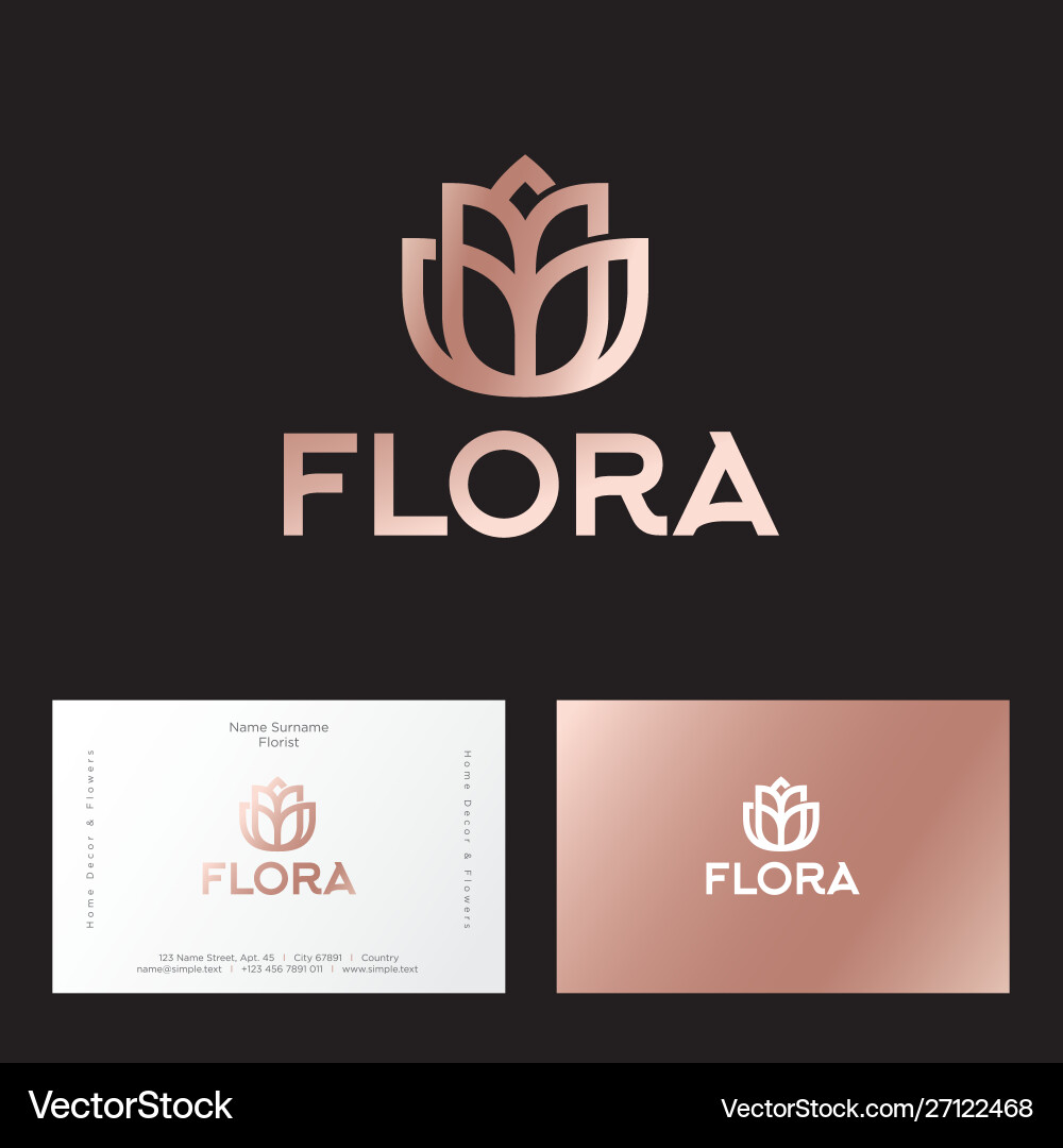Floral Boutique Logo - Crossed Flowers Vector Image