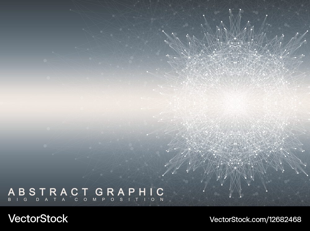 Fractal element with connected lines and dots big vector image