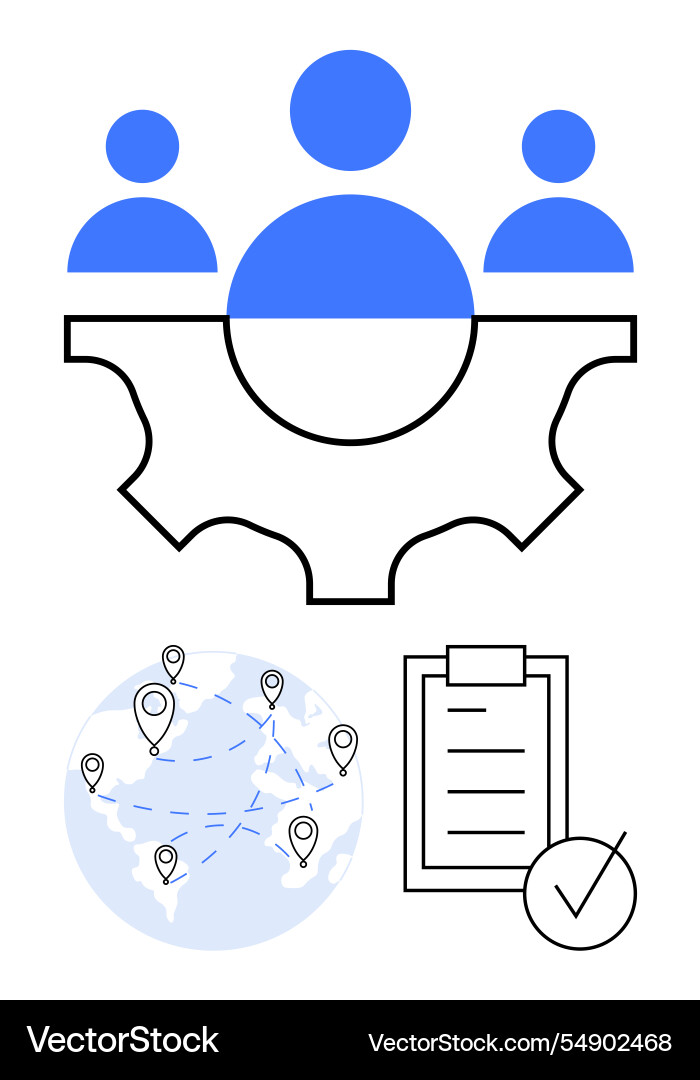 Global collaboration and workflow optimization Global collaboration and workflow optimization vector image
