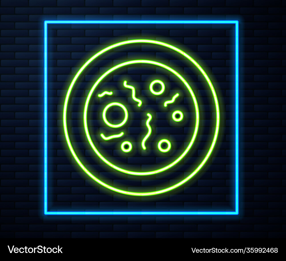 Glowing neon line petri dish with bacteria icon Glowing neon line petri dish with bacteria icon vector image
