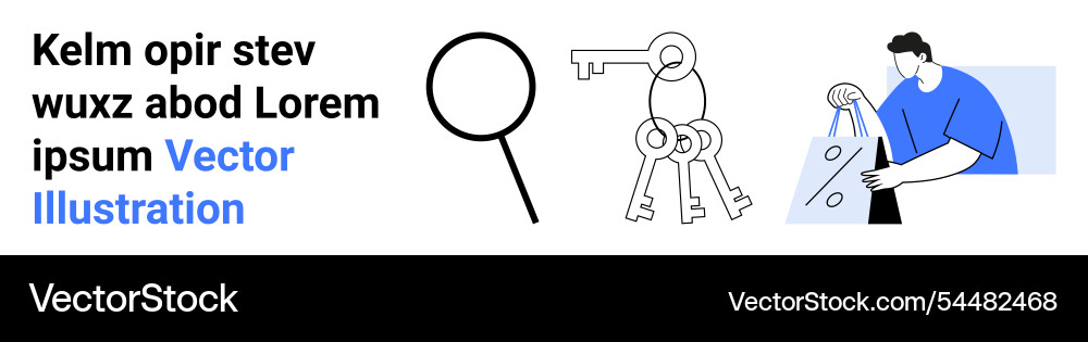 Magnifying glass keys and man moving object Magnifying glass keys and man moving object vector image