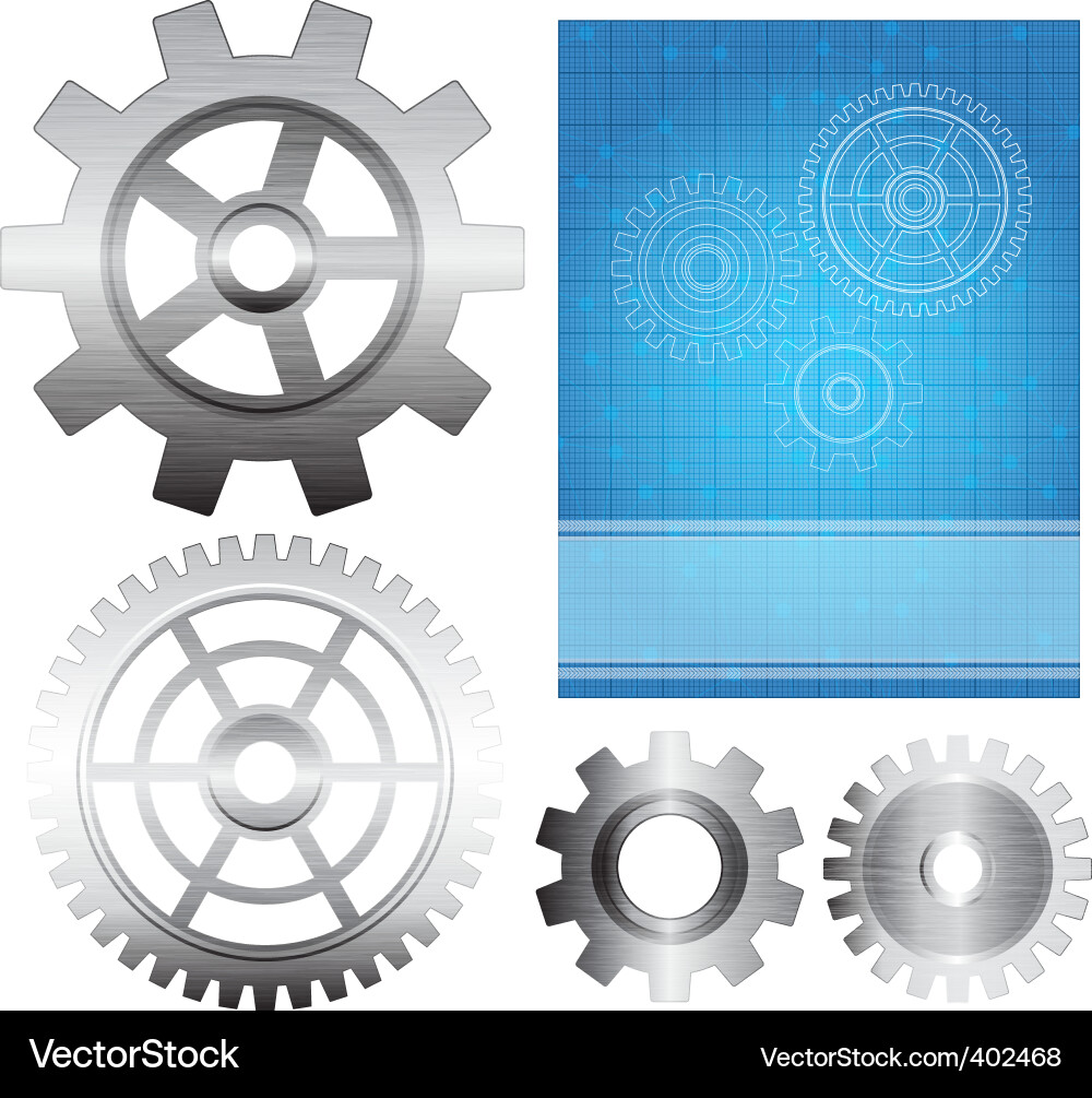 Metallic Gears and Abstract Background Vector Image