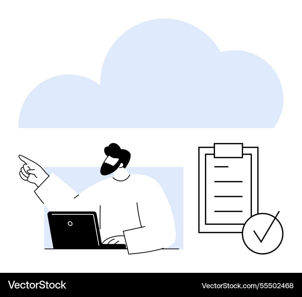 Remote work concept with cloud computing task vector image