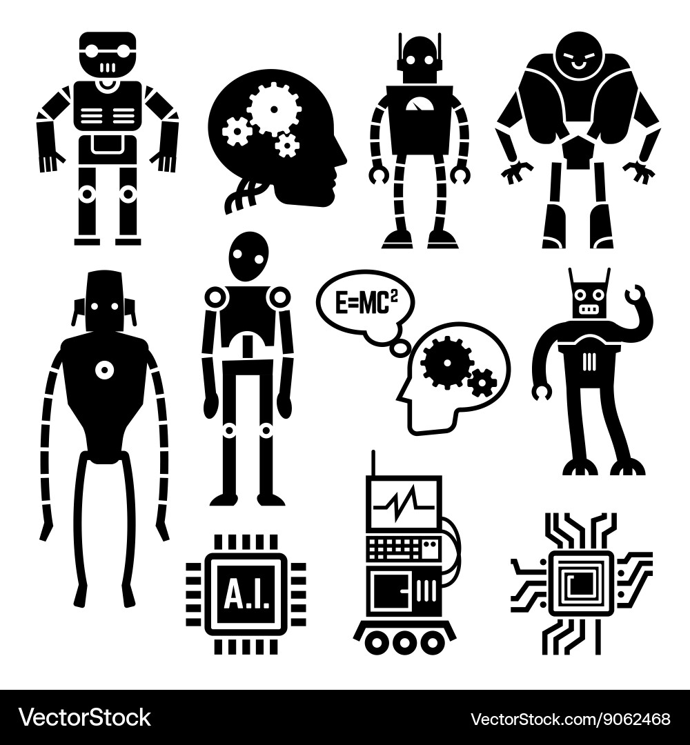 Robots cyborgs androids and artificial vector image