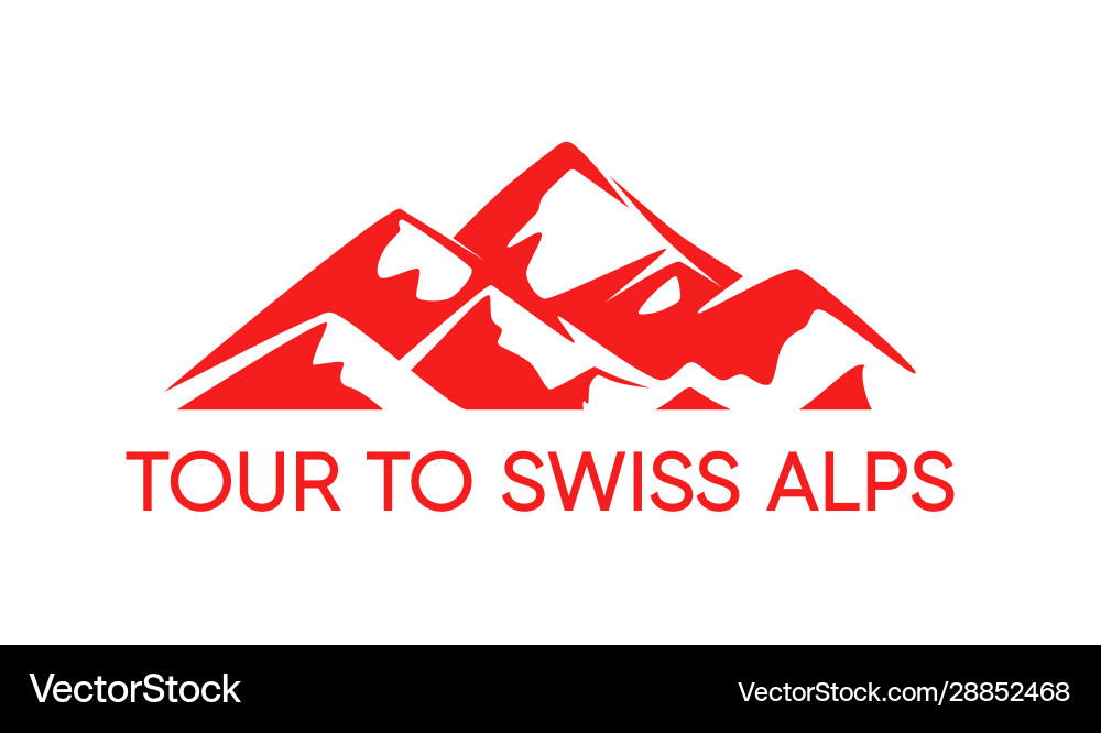 Schweizer Alpen Tour Emblem rote Farbe mit Bergen Schweizer Alpen Tour Emblem rote Farbe mit Bergen vektorbild