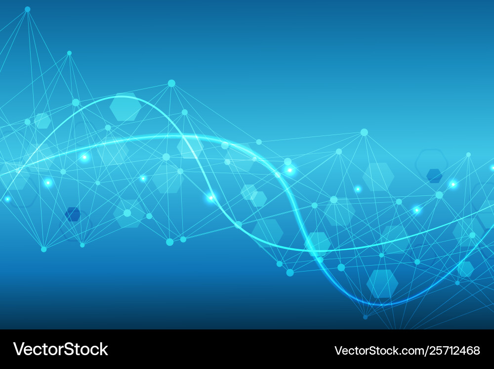 Science network pattern connecting lines and dots vector image