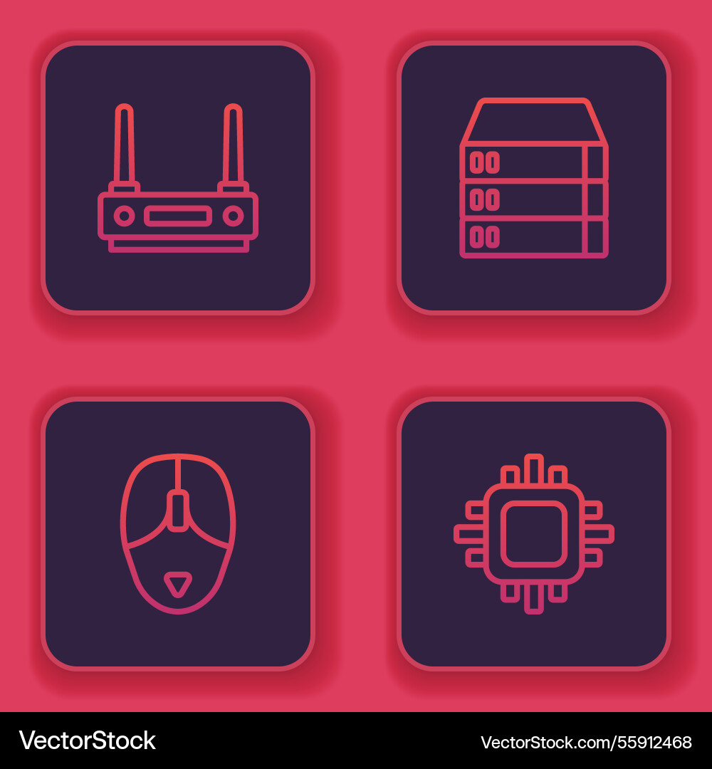 Set line router and wi-fi signal computer mouse Set line router and wi-fi signal computer mouse Vector Image
