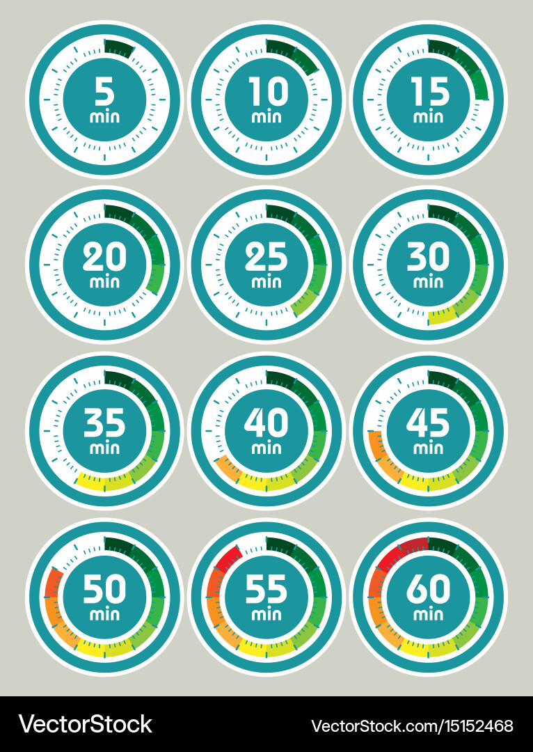 Set of timers sign icon full rotation arrow timer vector image