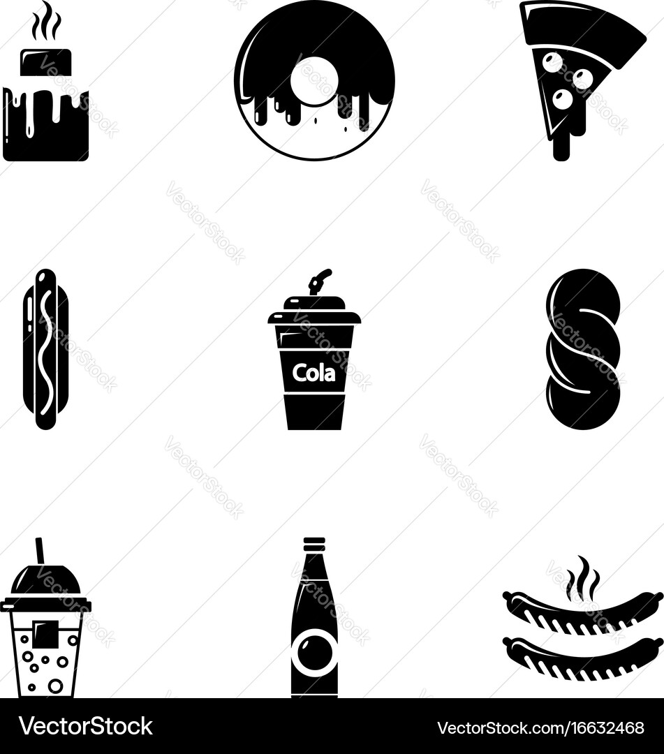 Snacks icons set simple style vector image