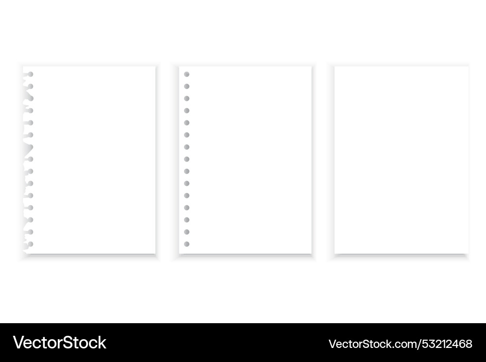 Torn notebook pages perforated paper sheets blank Vector Image