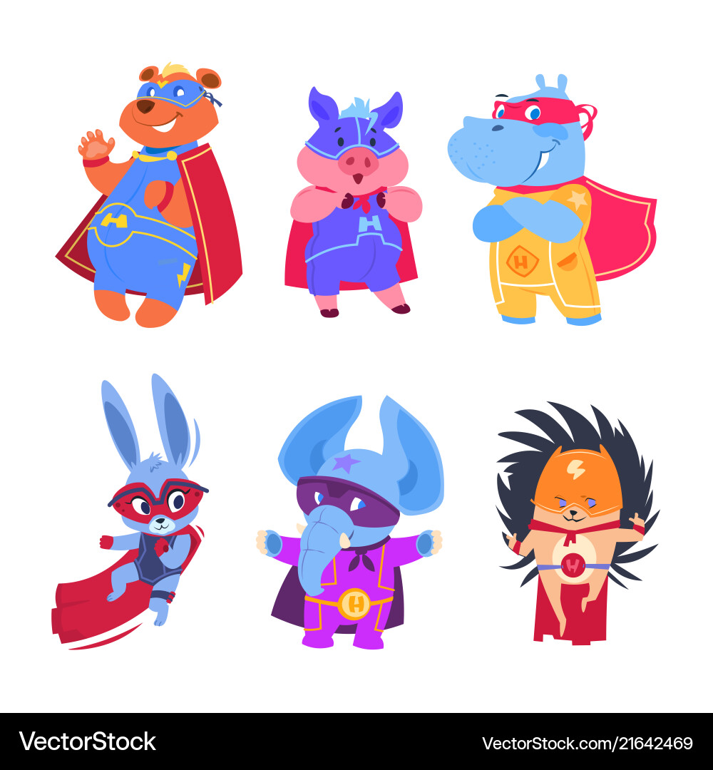 Adorable Baby Animal Superheroes vector image