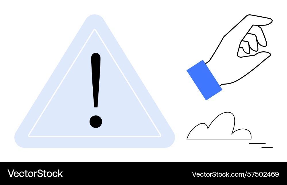 Alert triangle with exclamation mark and gesturing Vector Image