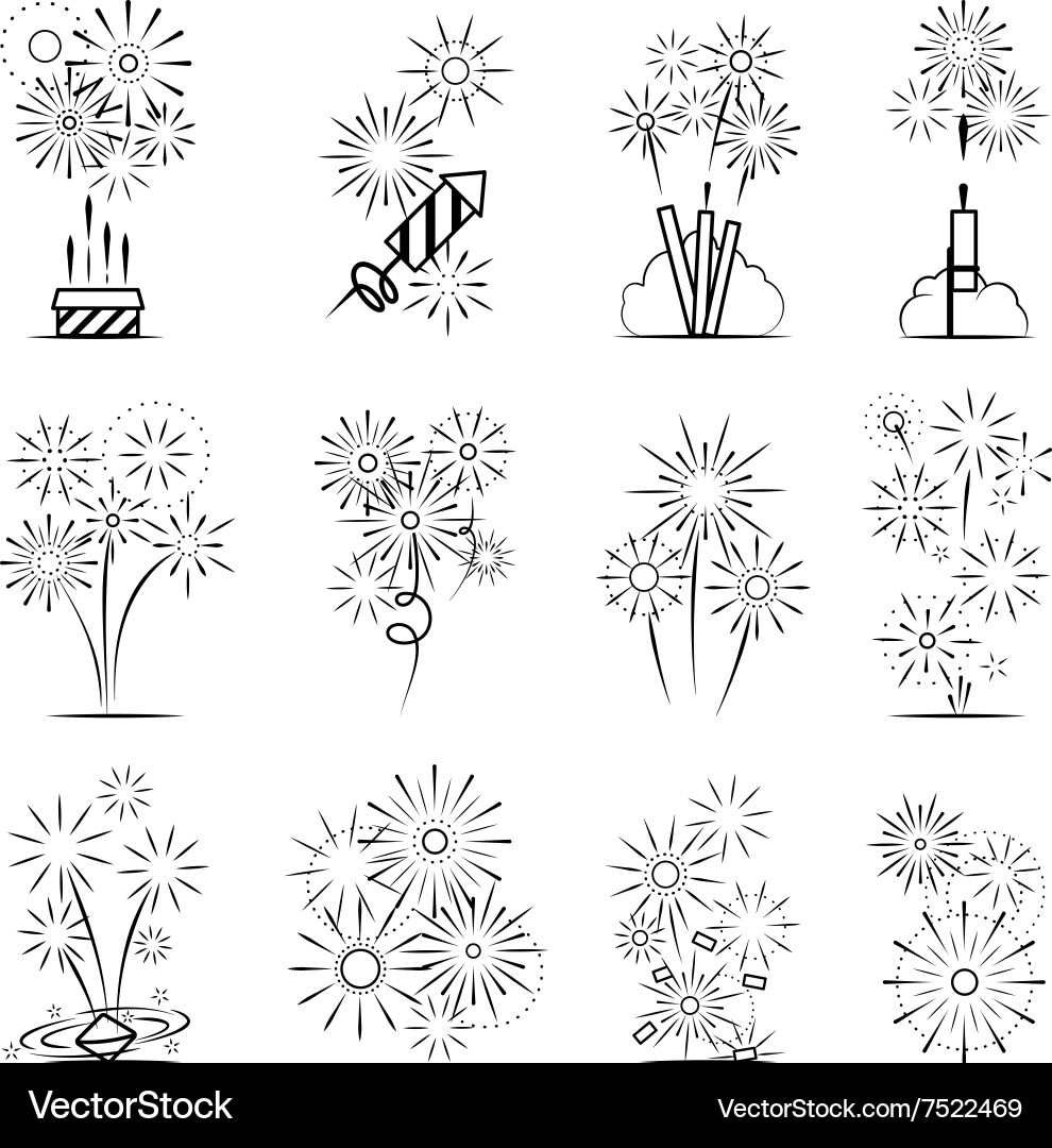 Fireworks Icon Set Royalty Free Vector Image - VectorStock