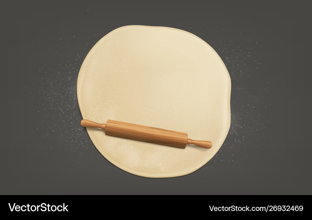Flattening dough with rolling pin realistic Flattening dough with rolling pin realistic vector image