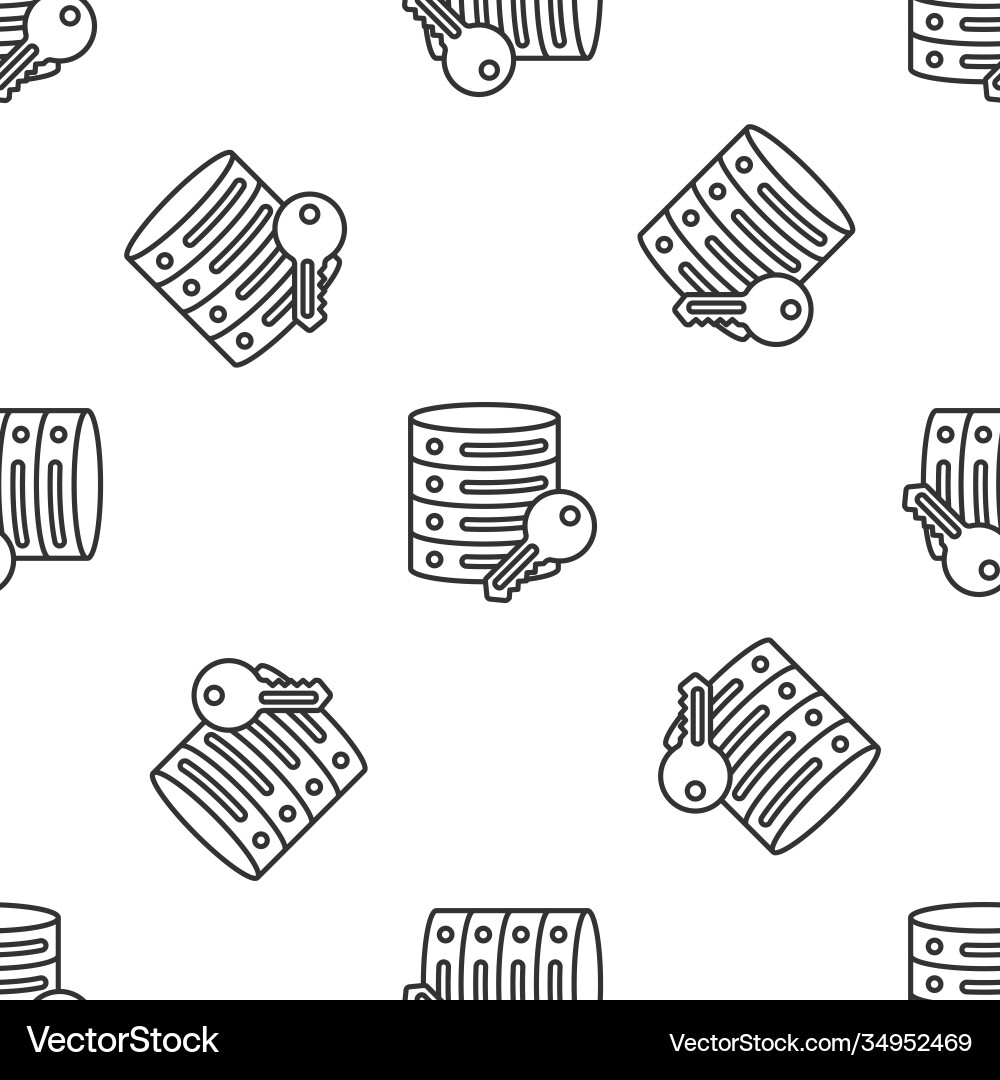 Grey line server security with key icon isolated vector image