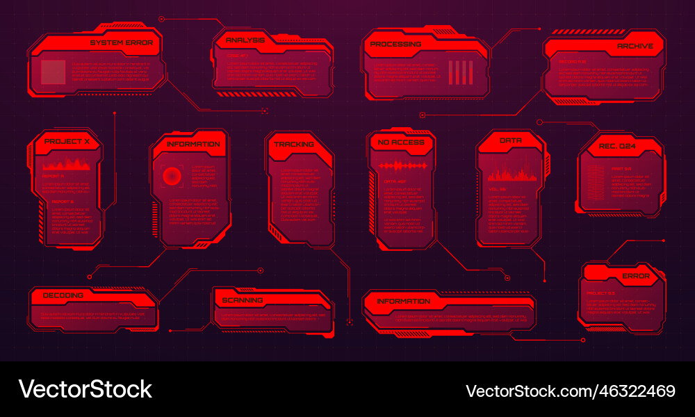 Red futuristic hud or ui elements sci-fi user Red futuristic hud or ui elements sci-fi user vector image