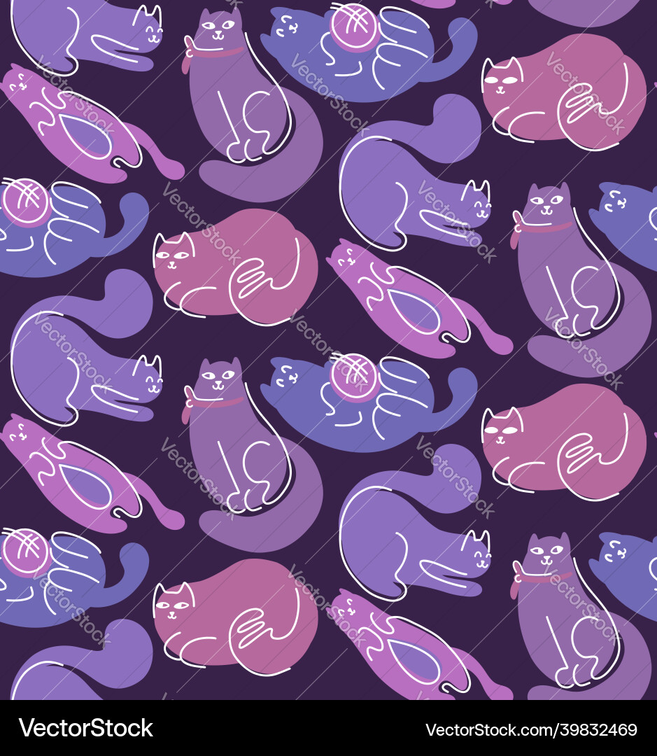 Seamless pattern with cute abstract lazy cats Seamless pattern with cute abstract lazy cats vector image