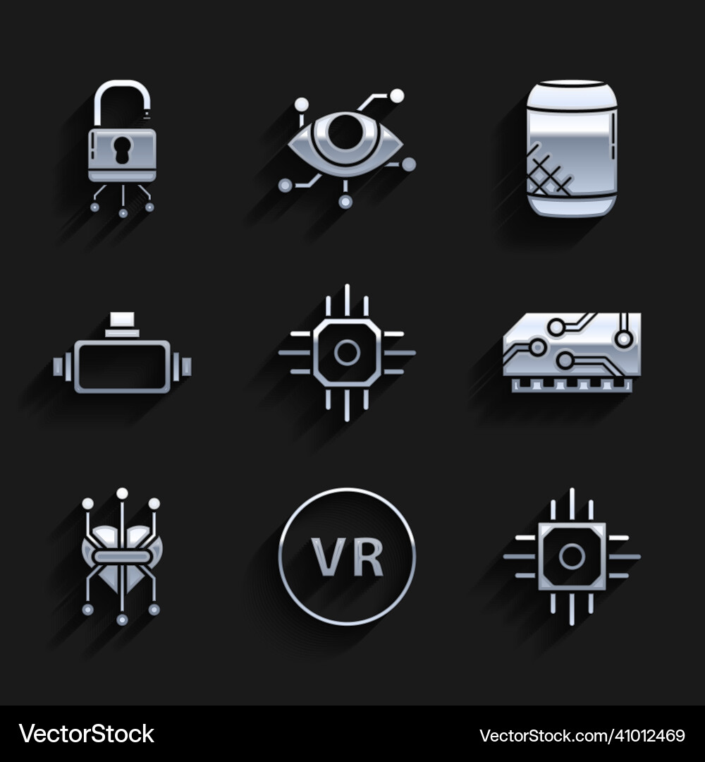 Set processor virtual reality ram random access Set processor virtual reality ram random access vector image