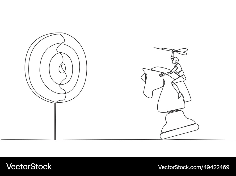 Single continuous line drawing smart robot future vector image