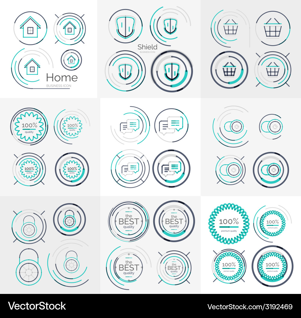 Thin line neat design large logo collection Vector Image