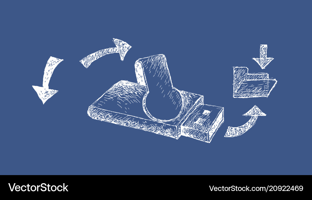 Usb flash memory on blue print background Vector Image