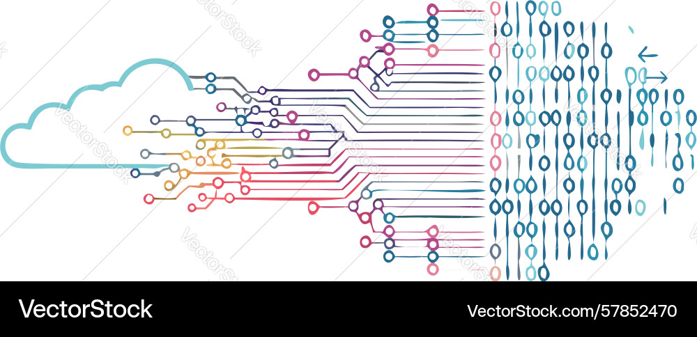 Cloud mit binärem Code digitale Datendesign vektorbild