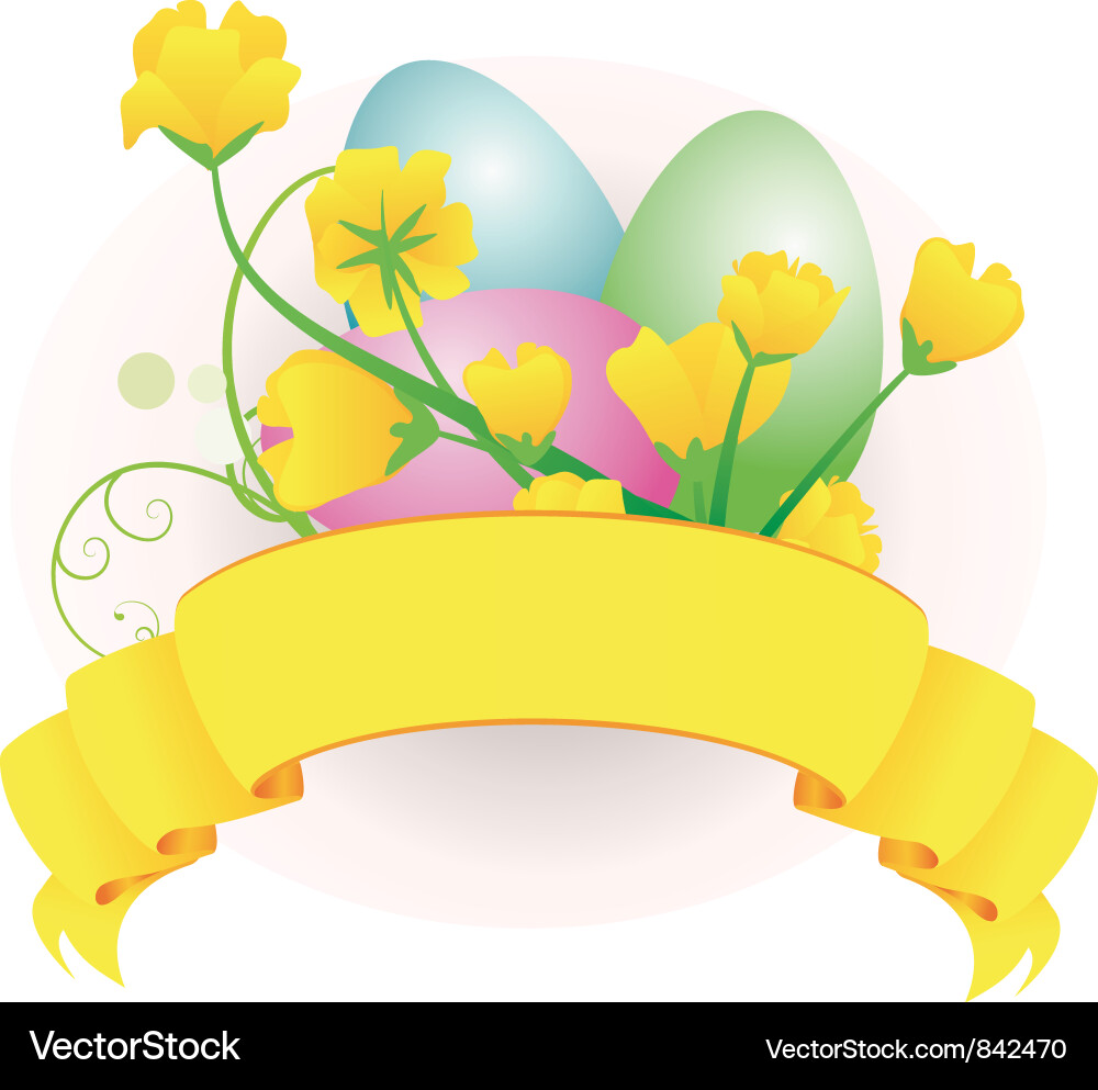 Colorful Easter Eggs and Scroll vector image