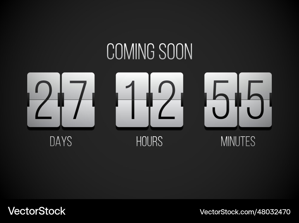 Coming soon flip countdown clock counter timer Coming soon flip countdown clock counter timer vector image