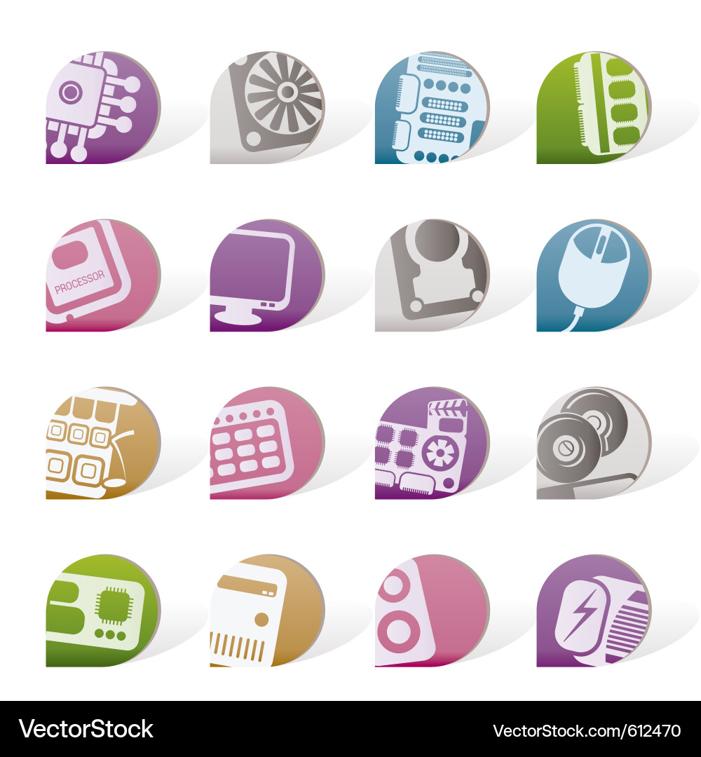 Computer Components Icons vector image