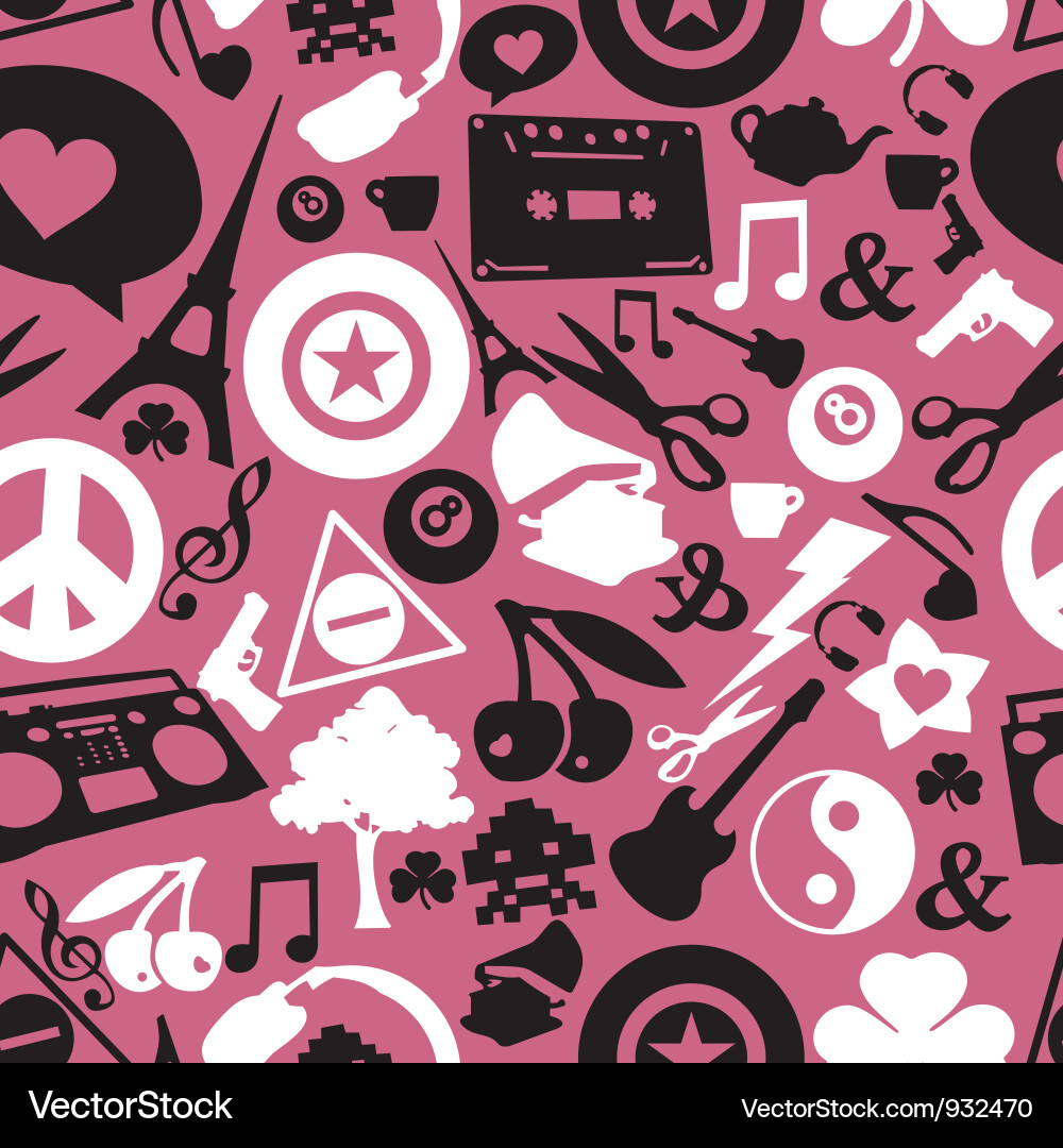 Different objects on pink background vector image
