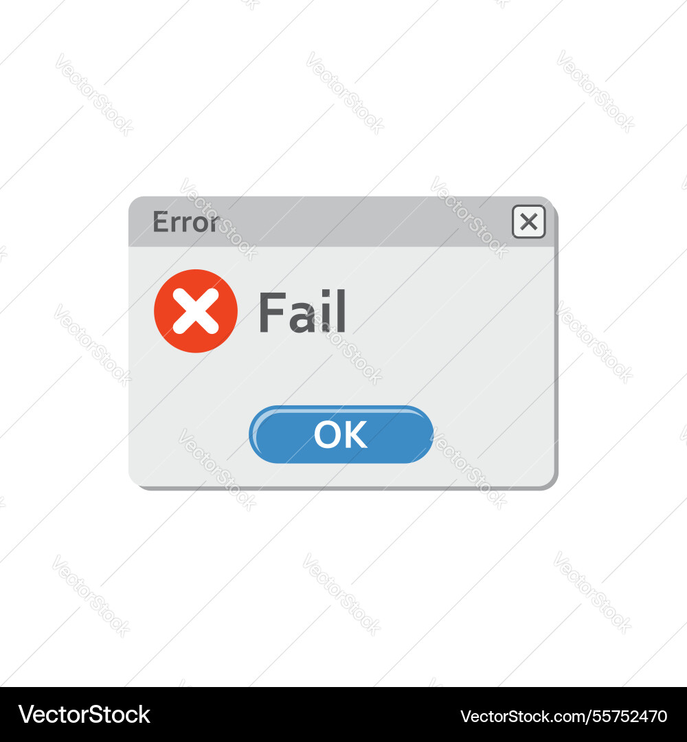 Error message icon in flat style computer window Vector Image
