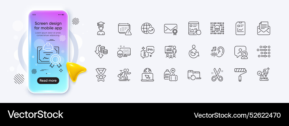 Info binary code and share line icons for web app Info binary code and share line icons for web app vector image