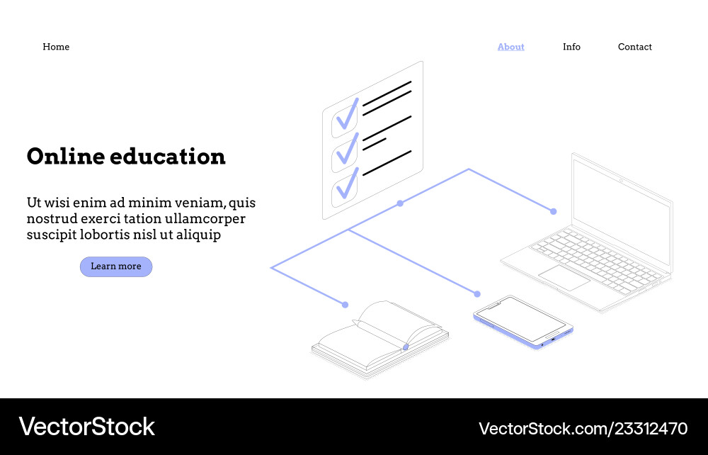 Landing page template online education modern Landing page template online education modern vector image