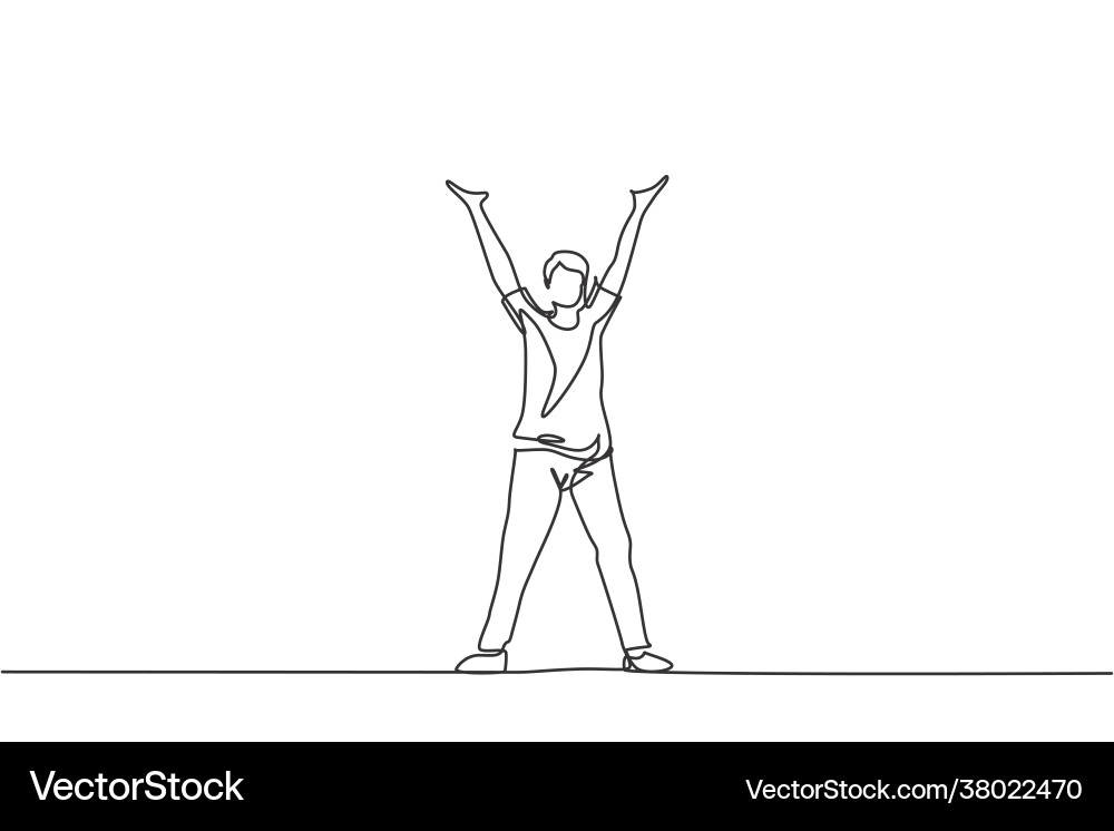 Man holding hand gesture continuous one line Man holding hand gesture continuous one line vector image