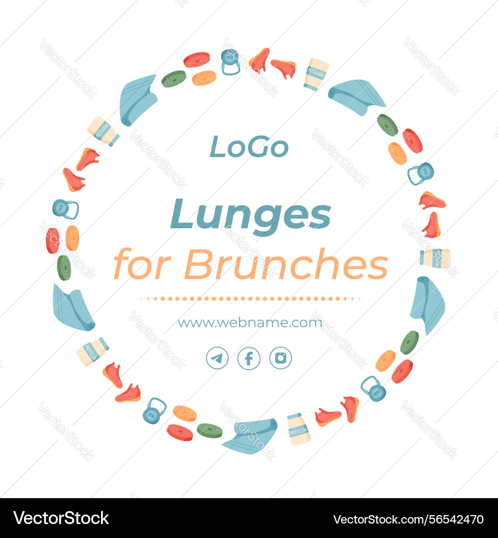 Minimal colorful fitness banner frame Minimal colorful fitness banner frame Vector Image