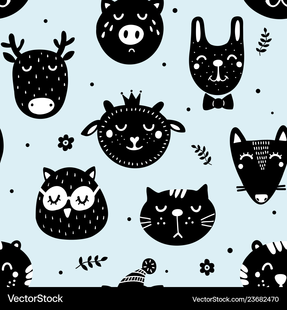 Monochrome seamless pattern in scandinavian Monochrome seamless pattern in scandinavian Vector Image