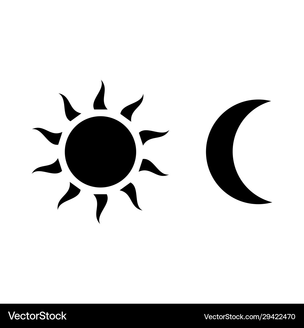 Moon and sun icon isolated on white background Moon and sun icon isolated on white background vector image