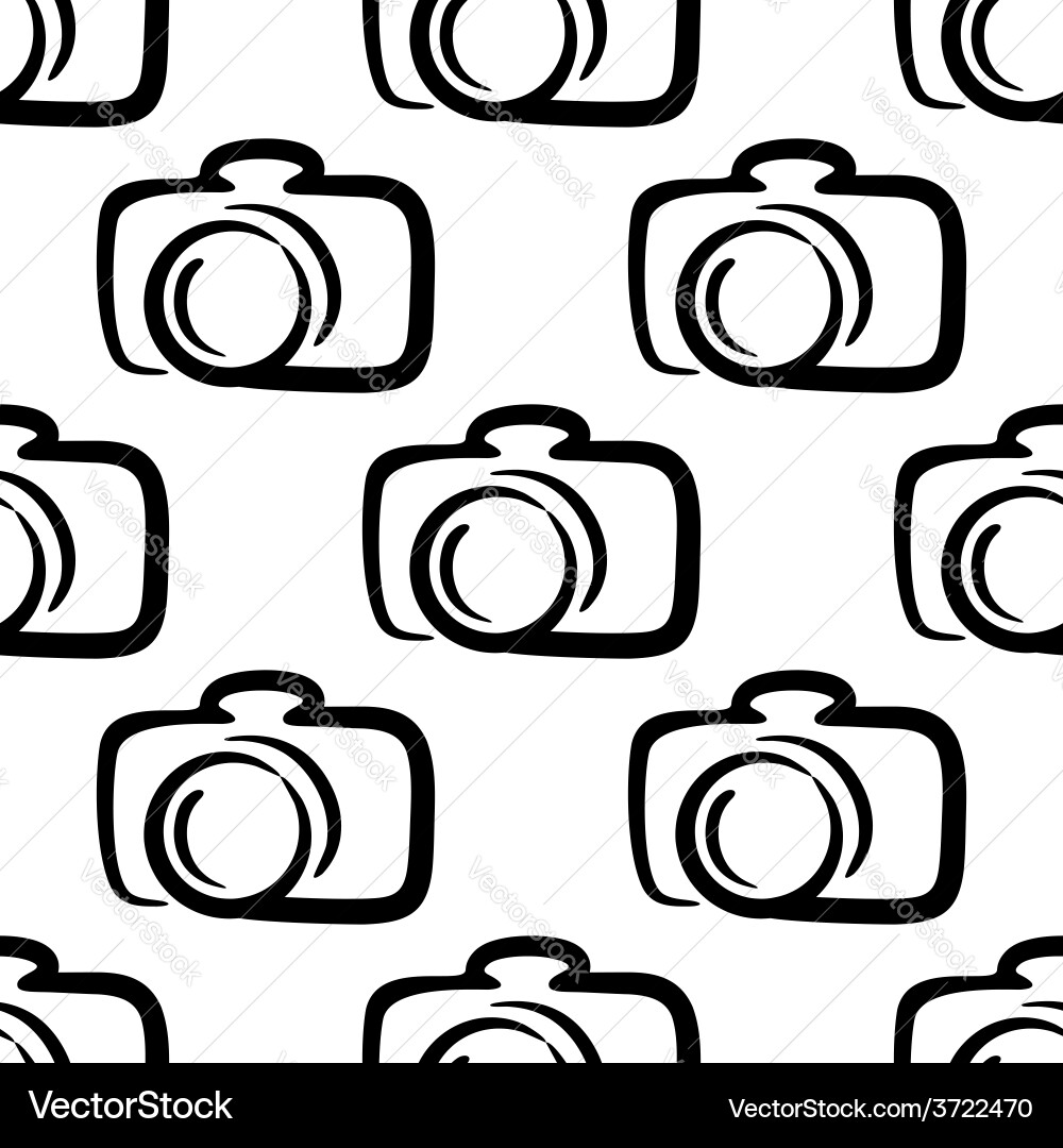 Outline Camera Seamless Pattern vector image