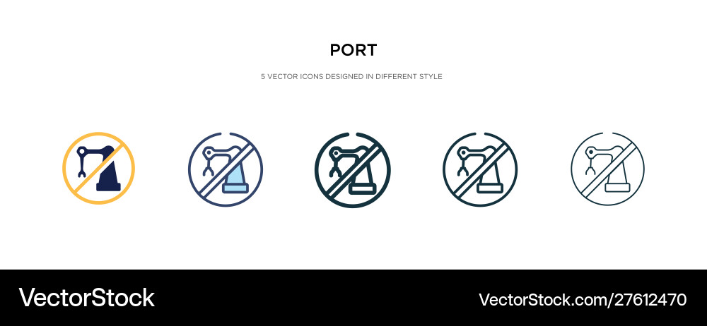 Port icon in different style two colored Vector Image