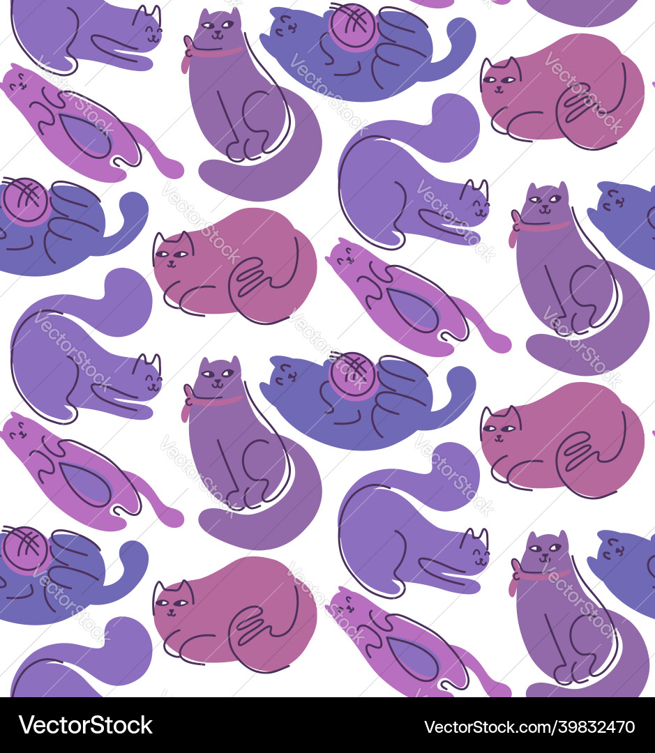 Seamless pattern with cute abstract lazy cats Seamless pattern with cute abstract lazy cats vector image
