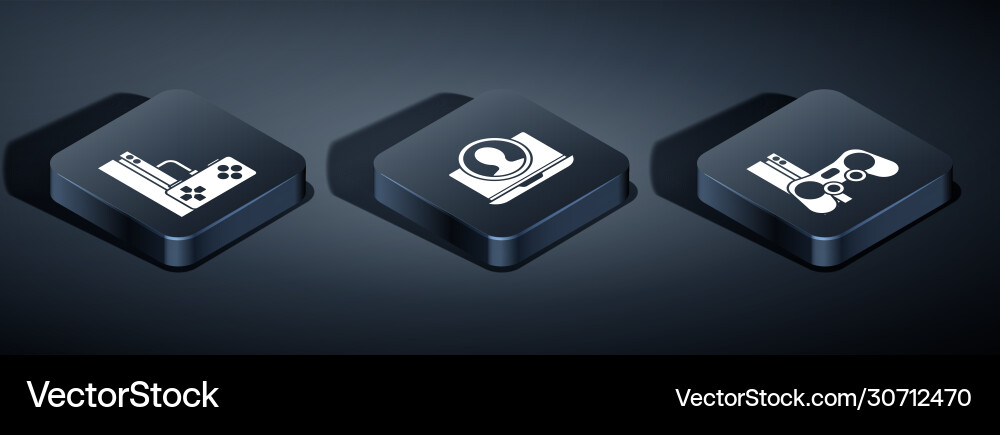 Set isometric game console with joystick Set isometric game console with joystick Vector Image