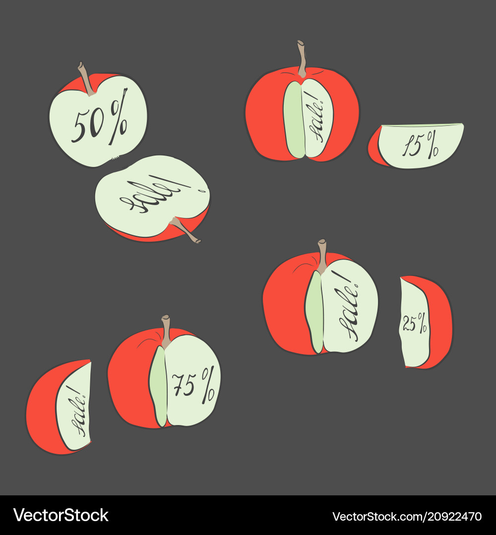 Set with apples Set with apples Vector Image