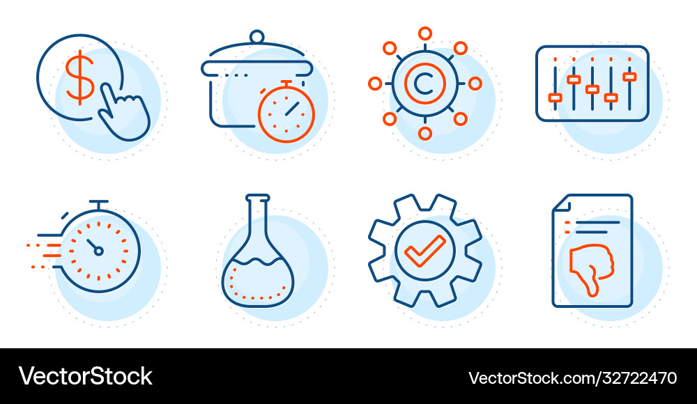 Thumb down copywriting network and timer icons Thumb down copywriting network and timer icons vector image