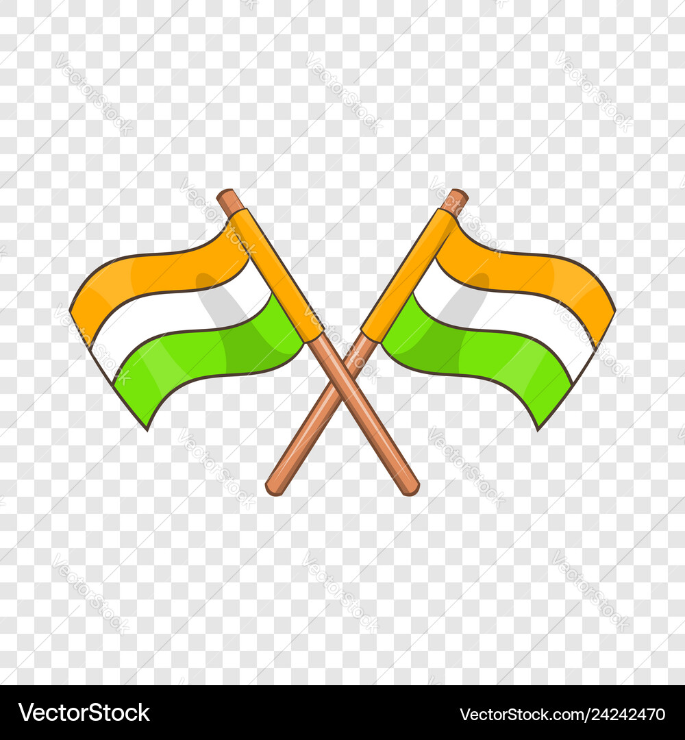 Two crossed flags of india icon cartoon style Two crossed flags of india icon cartoon style vector image