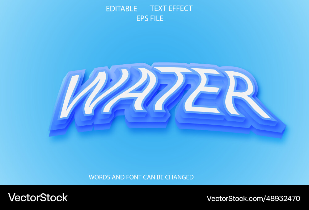 Water text effect font editable typography 3d Water text effect font editable typography 3d vector image