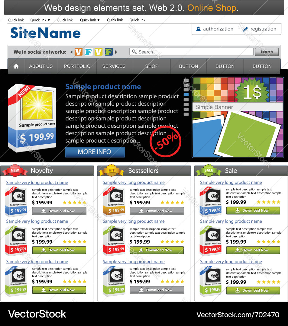 Website Element Pack - UI Kit vector image