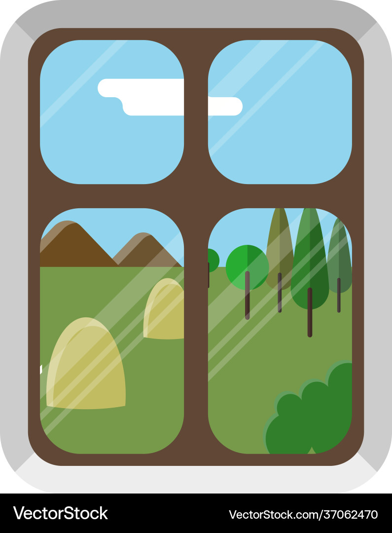 Window with view on field icon isolated Vector Image