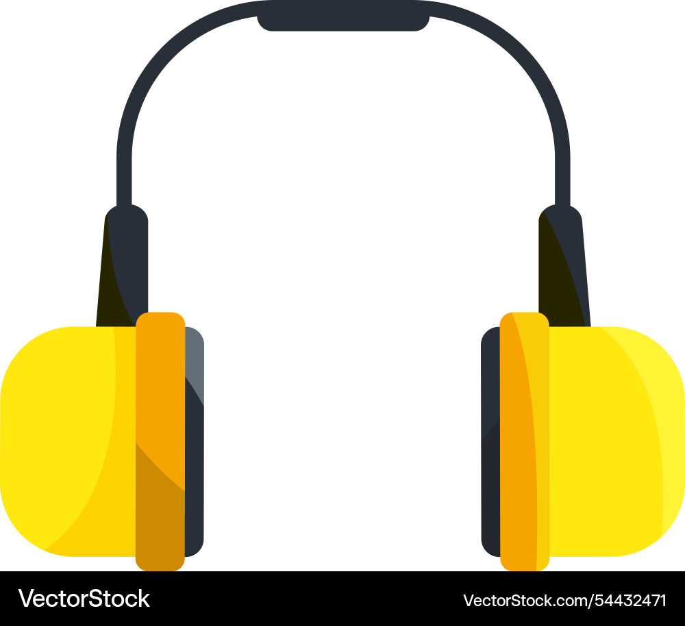 A pair of yellow headphones with black cord A pair of yellow headphones with black cord vector image
