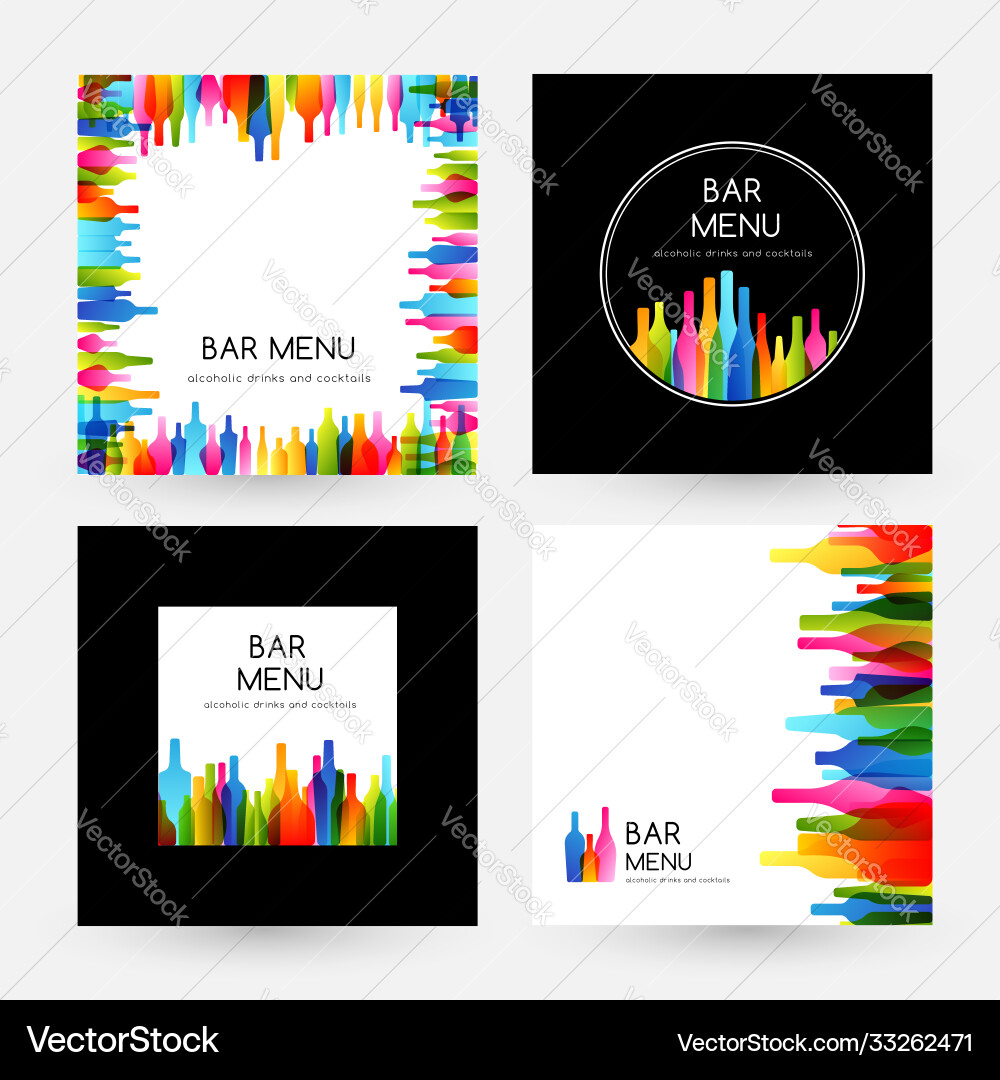 Bar menu design collection frame card and labels Bar menu design collection frame card and labels vector image