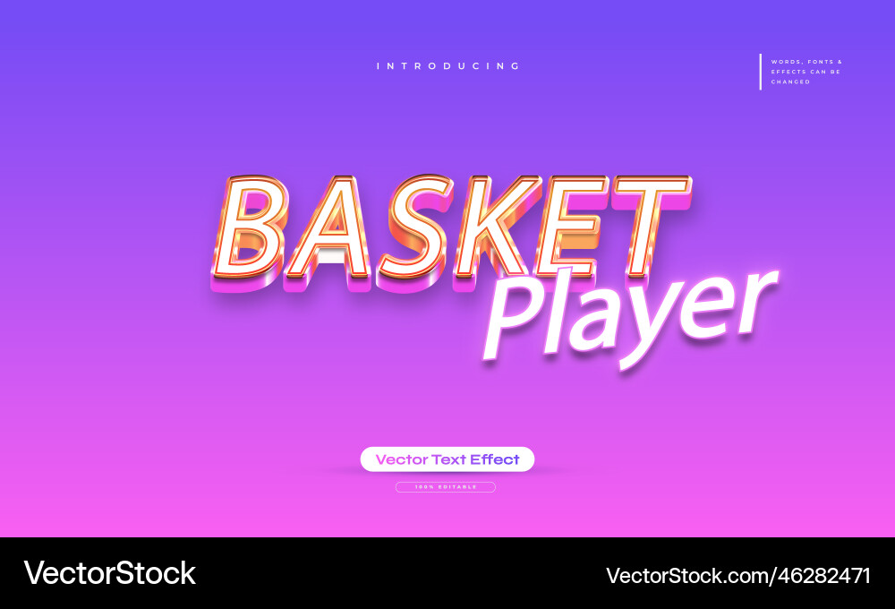 Basket player text in colorful retro style Basket player text in colorful retro style vector image